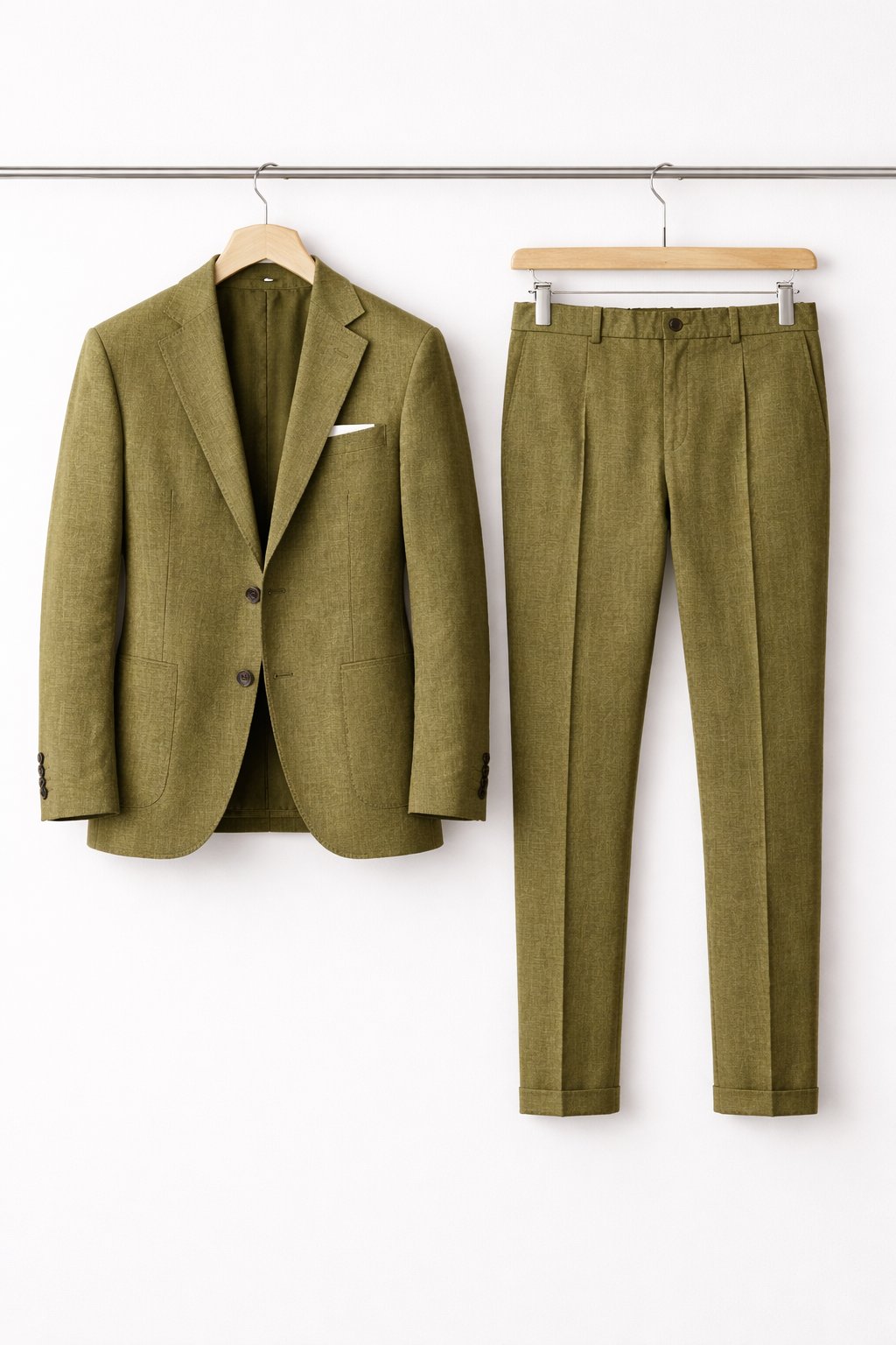 Men's Slim-Fit Two-Piece Notch-Lapel Suit - Olive Green