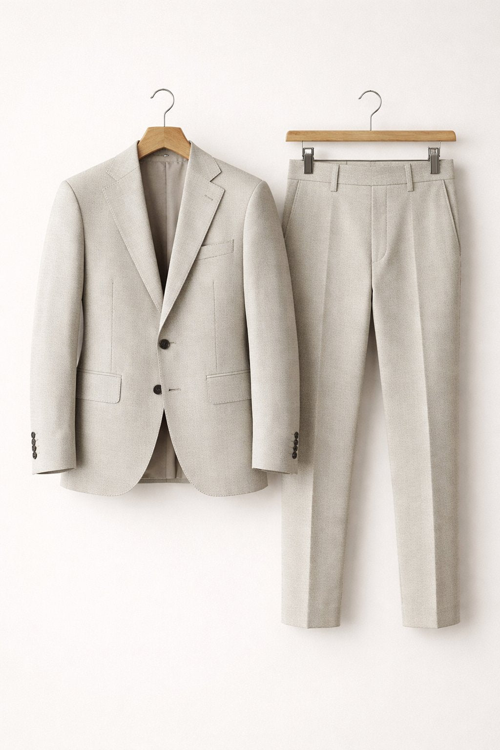 Men's Slim-Fit Two-Piece Notch-Lapel Suit - Light Grey