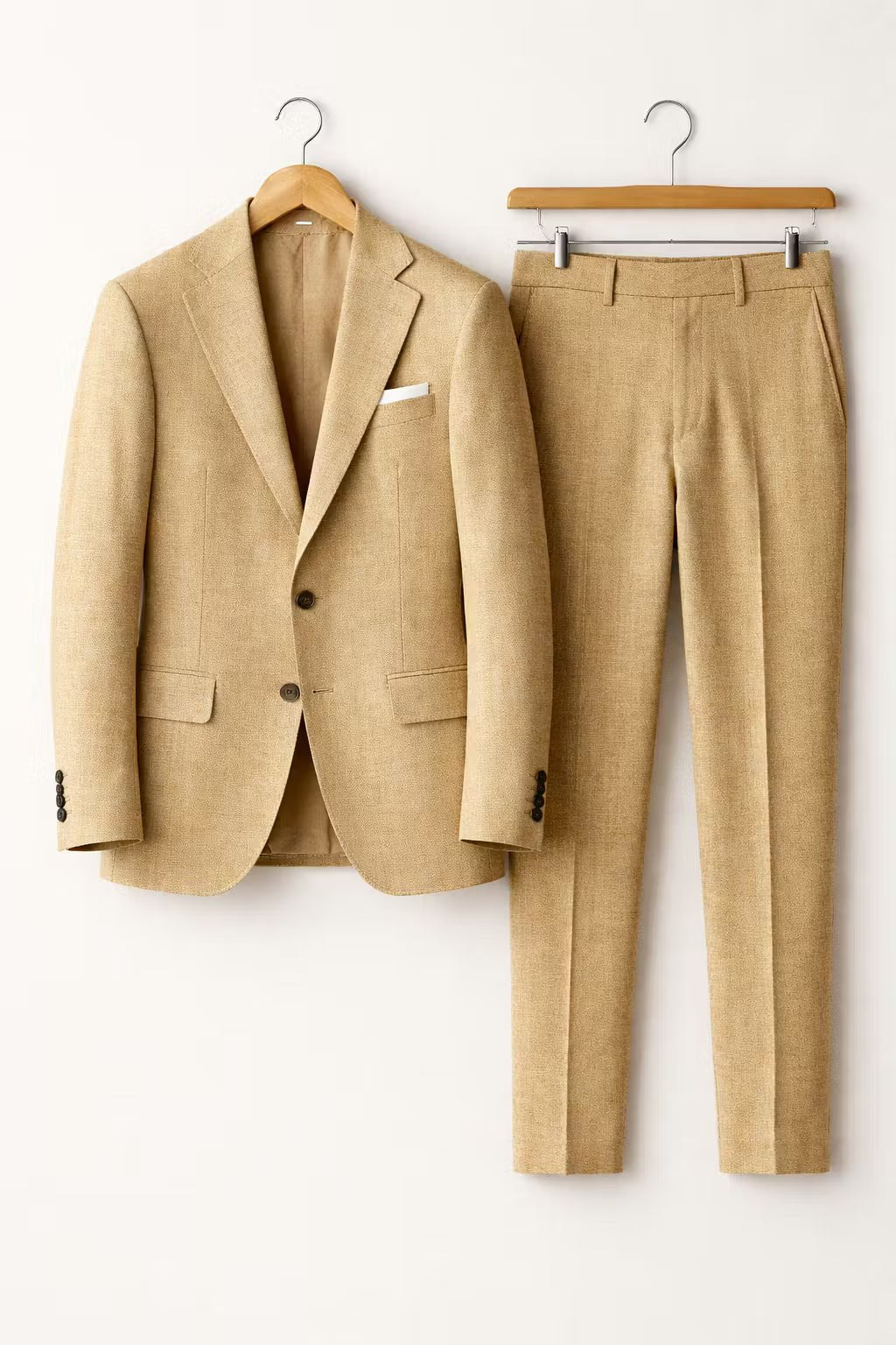 Men's Slim-Fit Two-Piece Notch-Lapel Suit - Khaki