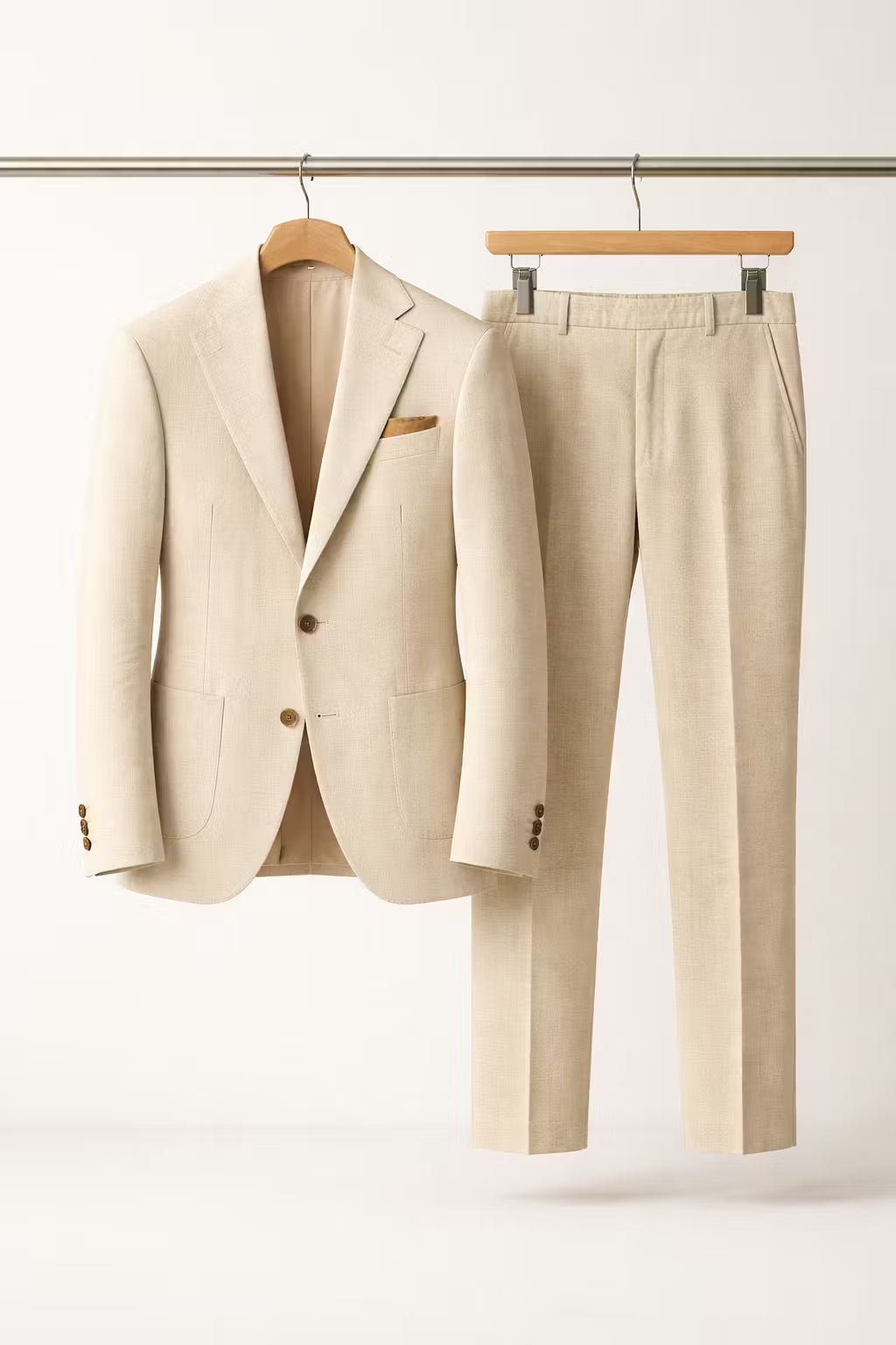 Men's Slim-Fit Two-Piece Notch-Lapel Suit - Beige