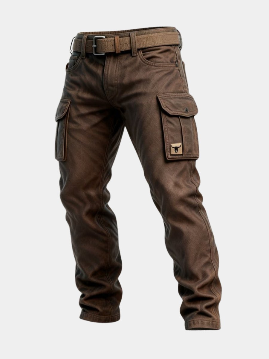 Men's Slim Tapered-Fit Cargo Pants Flap-Pocket Bull-Patch