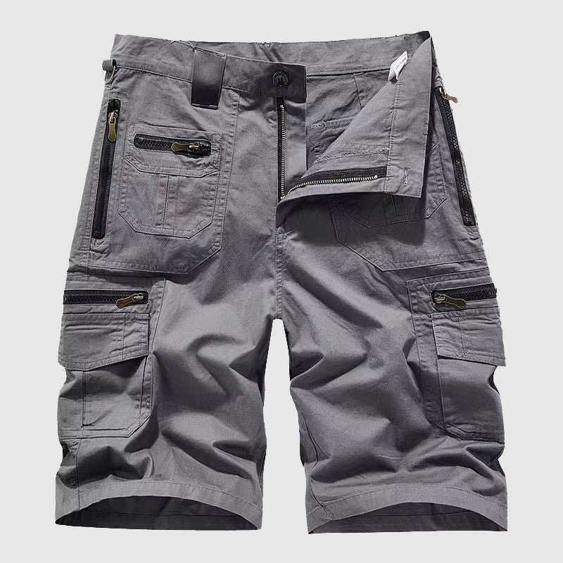 Men's Zippered Multi-Pocket Tactical Cargo Shorts - Gray