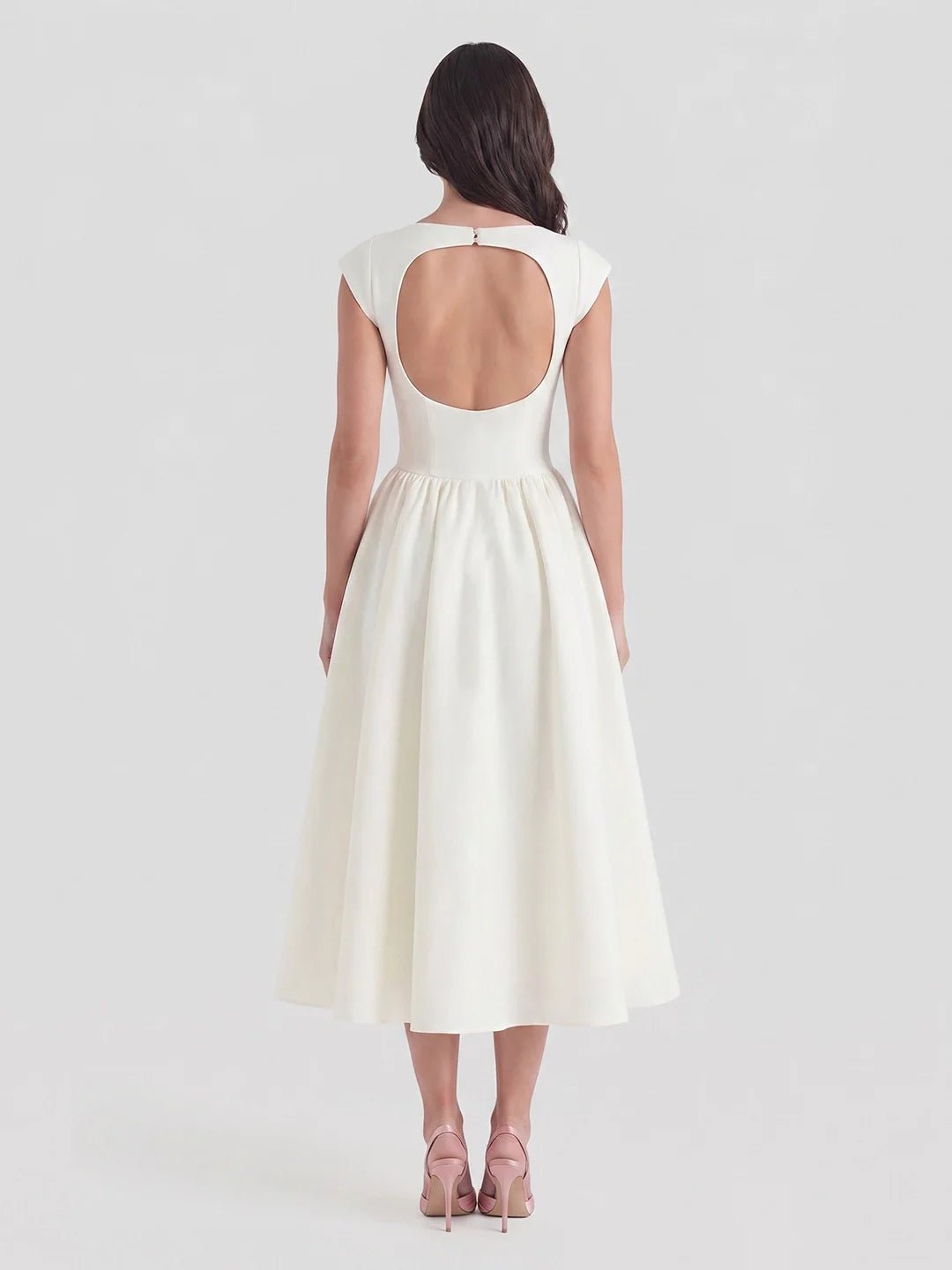 Women's 1950s-Inspired Bateau Neck Full Skirt Satin Midi Dress