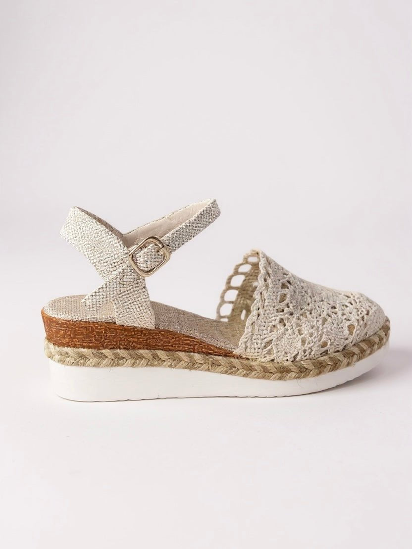 Women's Boho Crochet Espadrille Ankle-Strap Platform Sandals