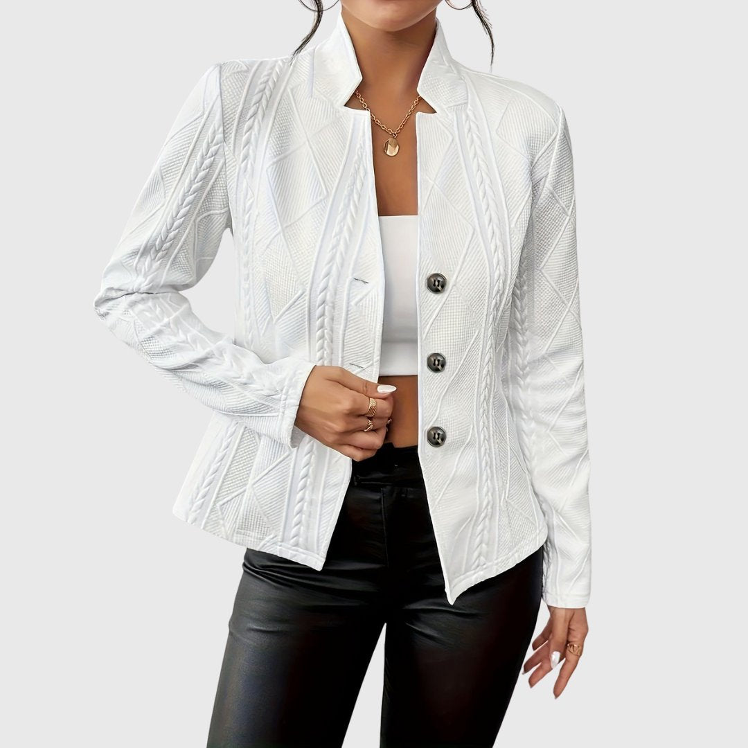 Women's Cable-Knit Textured Button-Front Blazer Jacket