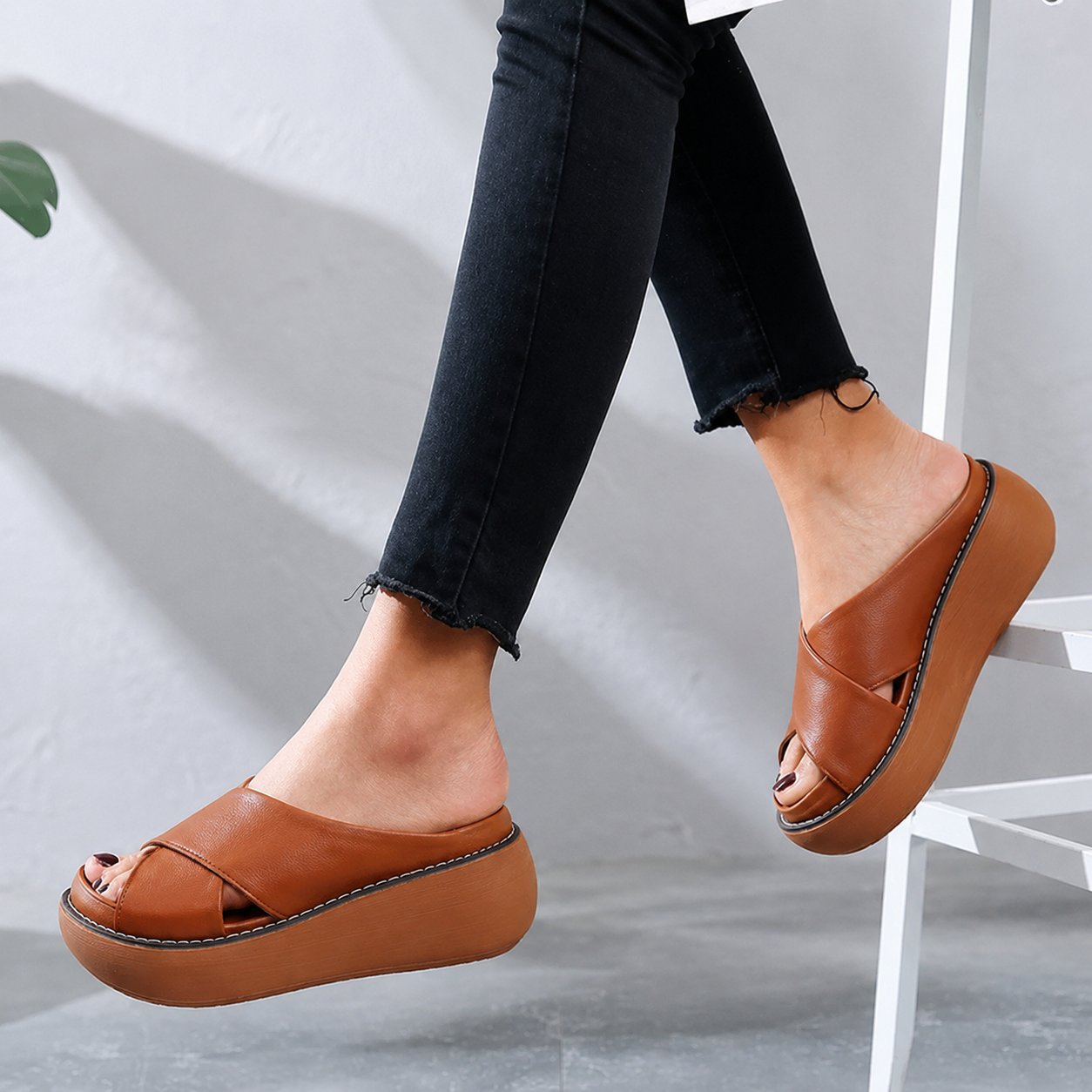 Women's Cushioned X-Strap Slip-On Flat Sandals