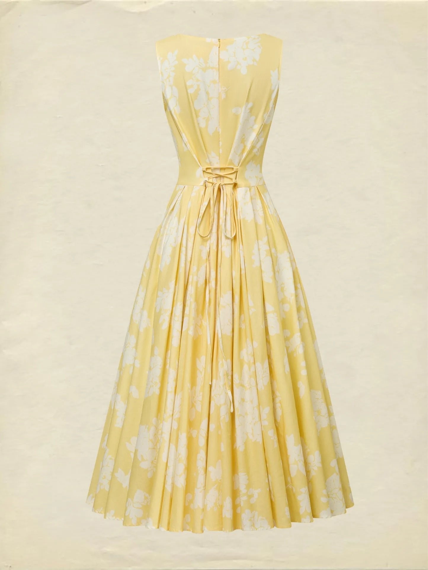 Women's Floral A-Line Sleeveless Pleated Midi Dress