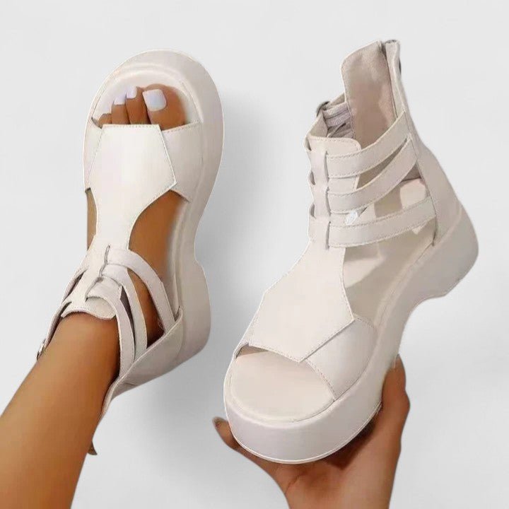 Women's Gladiator Platform Buckle-Strap Open-Toe Sandals - Weiß