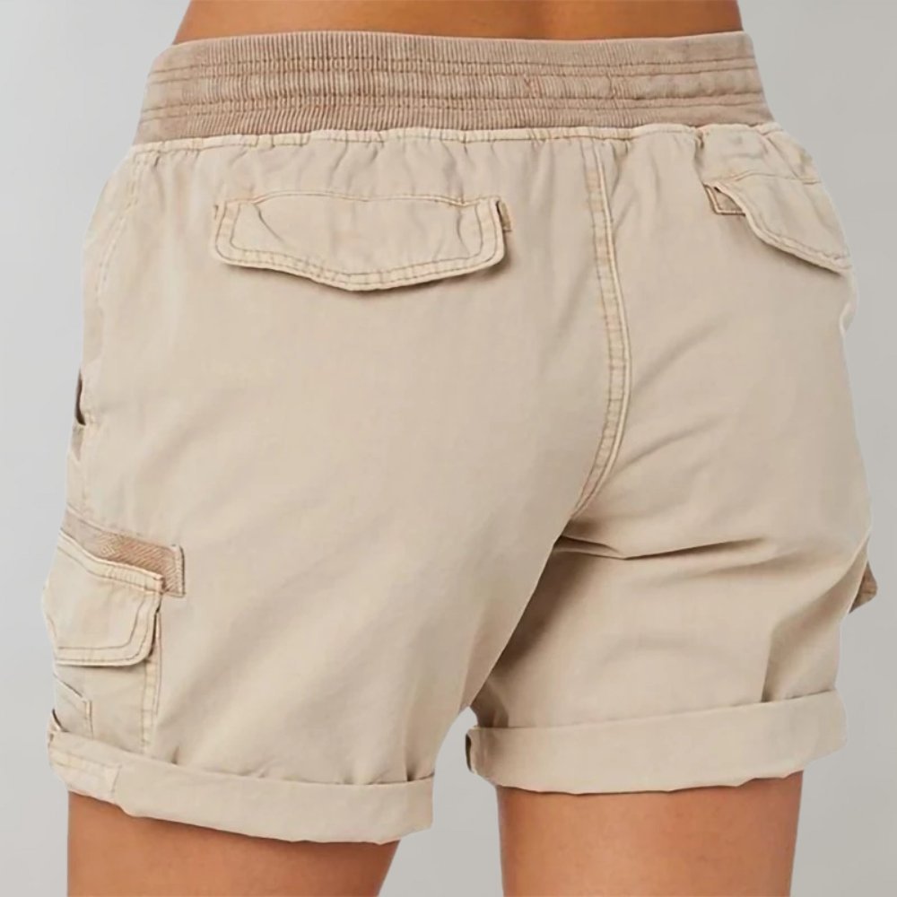 Women's High-Waist Drawstring Elastic-Waistband Cargo Shorts