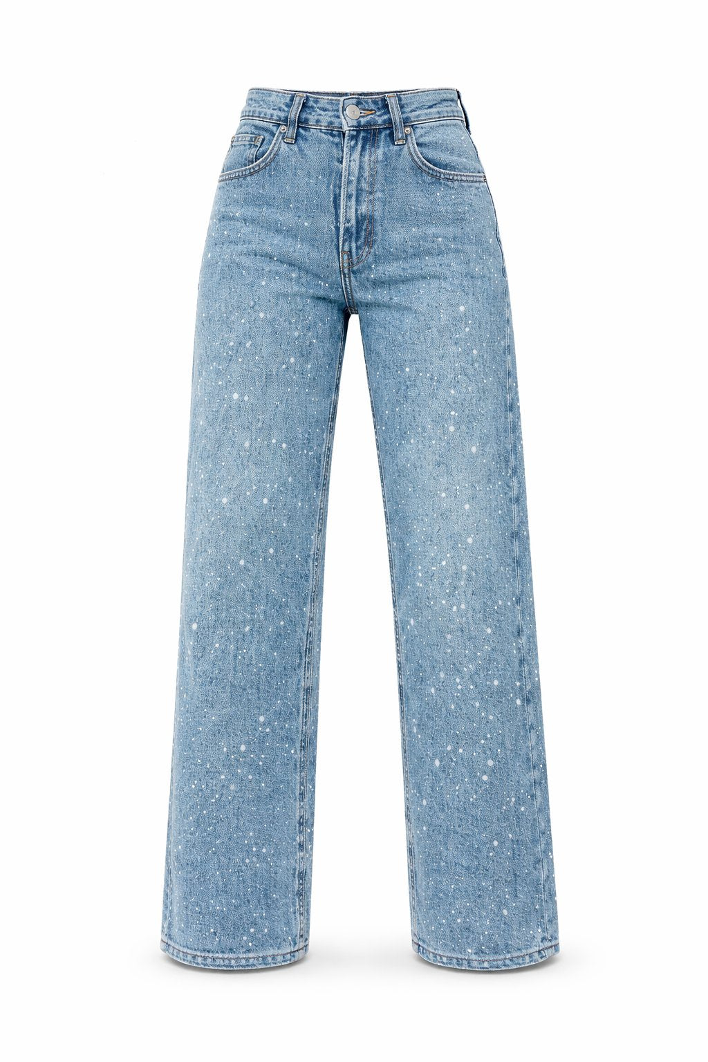 Women's High-Waist Wide-Leg Glitter Denim Jeans