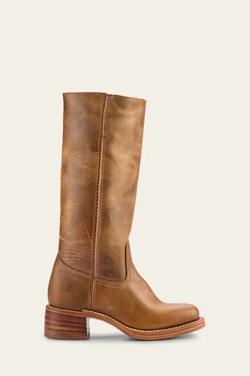 Women's Knee-High Slim-Fit Block-Heel Leather-Look Riding Boots