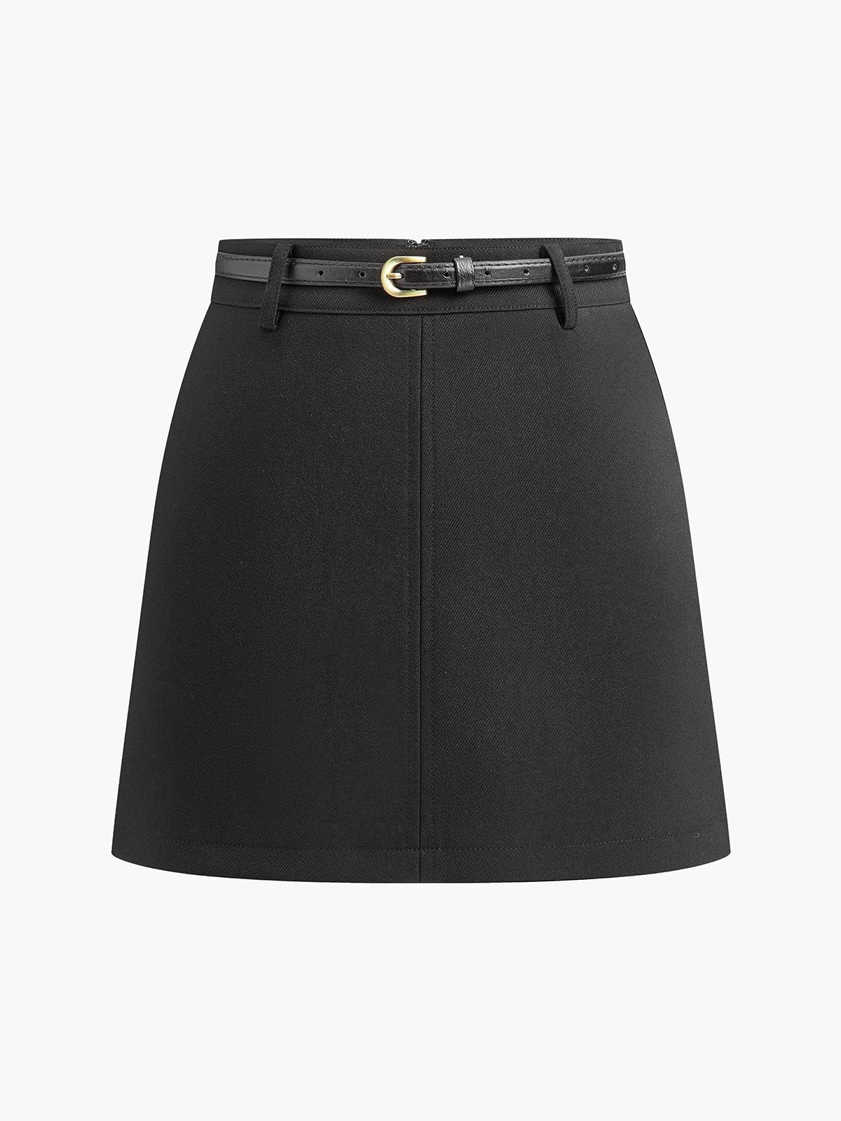Women's Mid-Rise Belted Structured Mini Skirt Regular Fit
