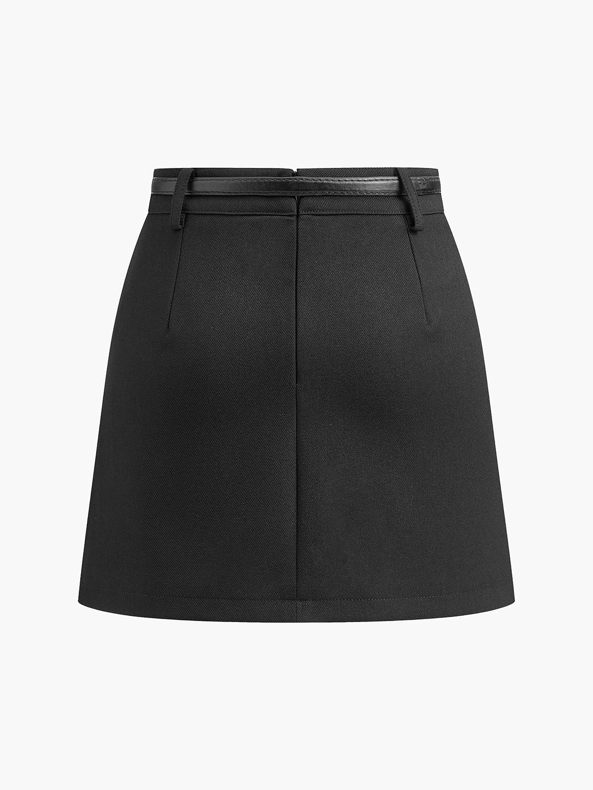 Women's Mid-Rise Belted Structured Mini Skirt Regular Fit