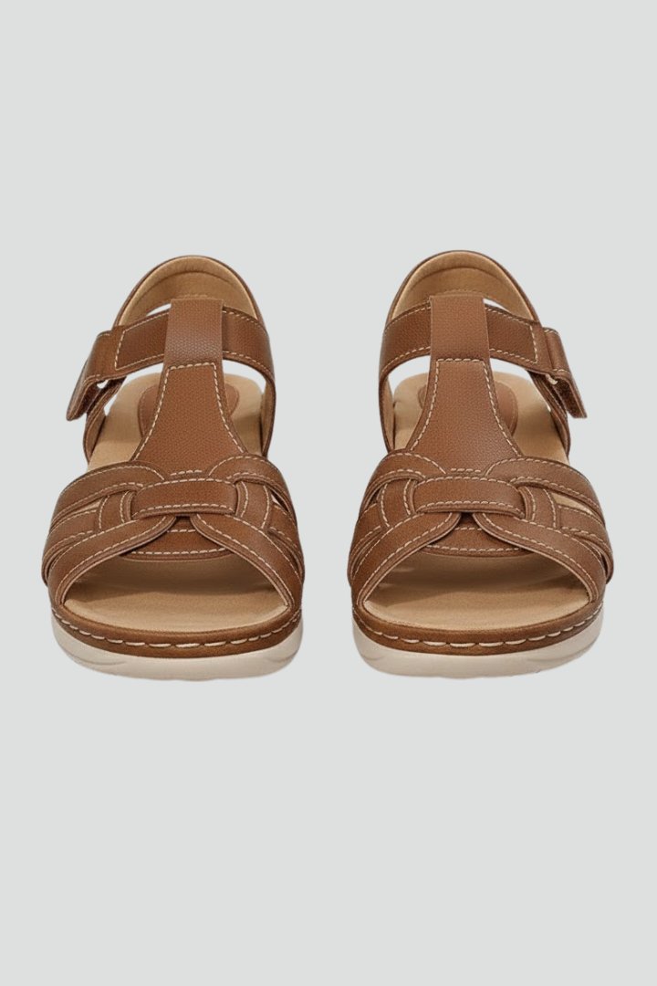 Women's Open-Toe Woven-Strap Flat Sandals Velcro Closure