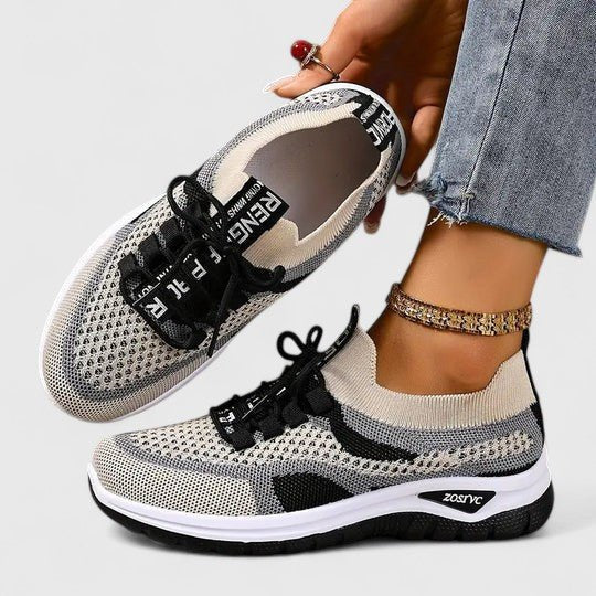 Women's Orthopedic Arch-Support Lace-Up Mesh Walking Sneakers