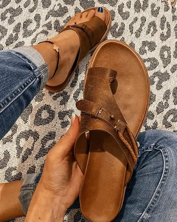 Women's Orthopedic Arch-Support Slip-On Comfort Sandals - Brown