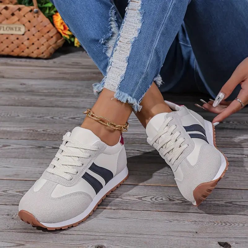 Women's Orthopedic Cushioned Lace-Up Low-Top Sneakers - Navy