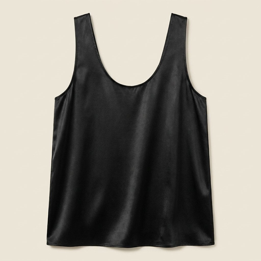 Women's Relaxed-Fit Satin Tank Top Scoop Neck