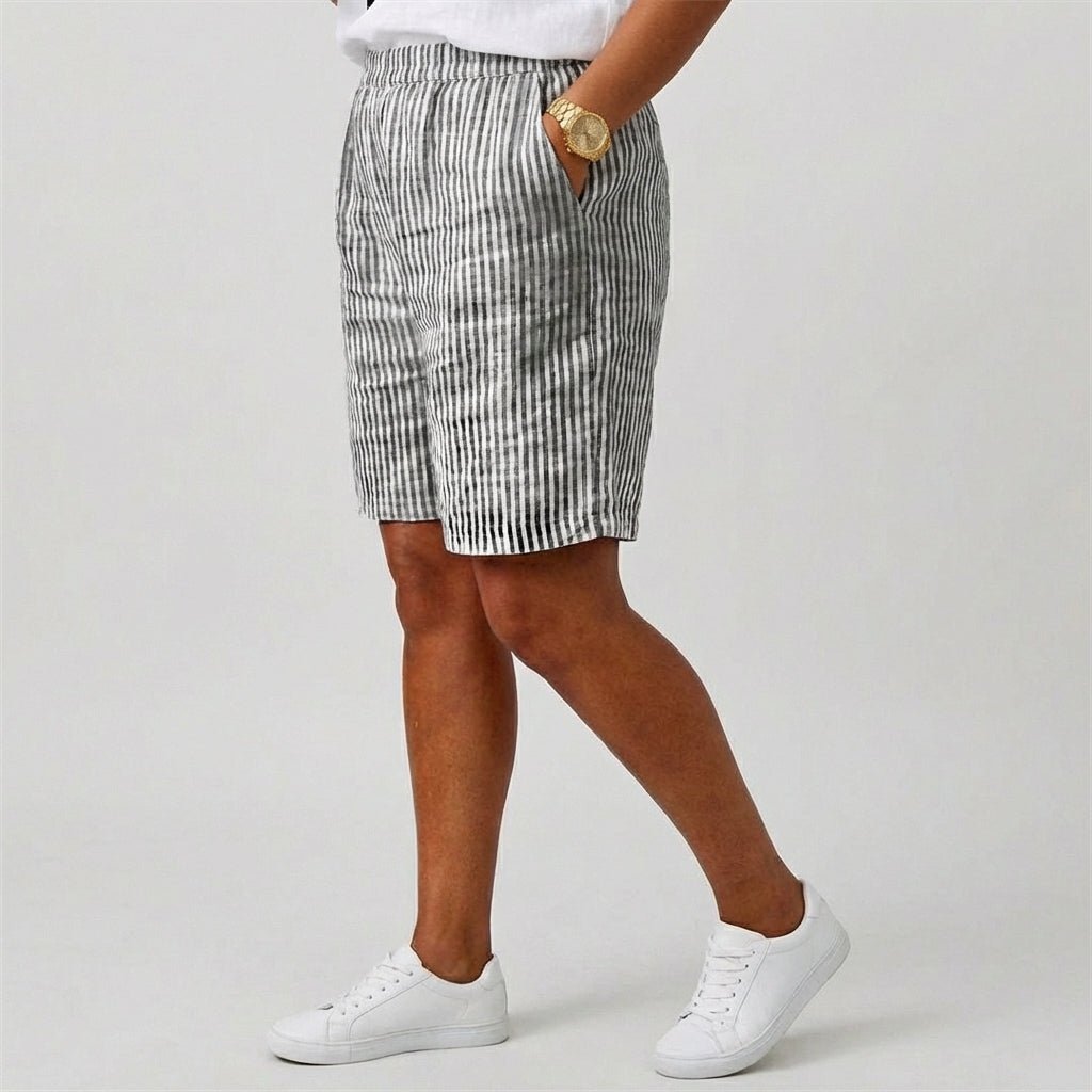 Women's Relaxed-Fit Striped Elastic-Waist Bermuda Shorts