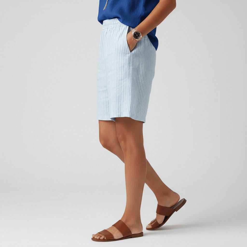 Women's Relaxed-Fit Striped Elastic-Waist Bermuda Shorts