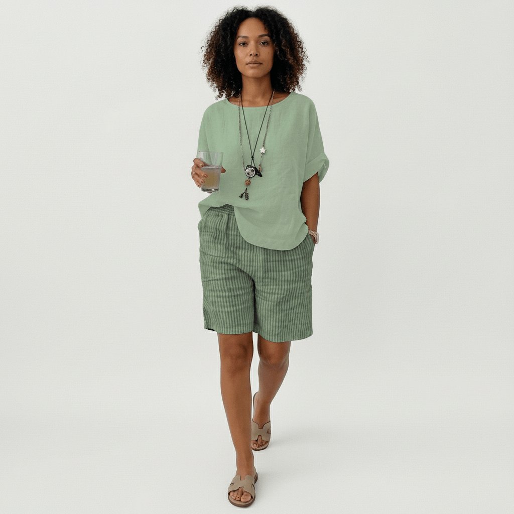 Women's Relaxed-Fit Striped Elastic-Waist Bermuda Shorts