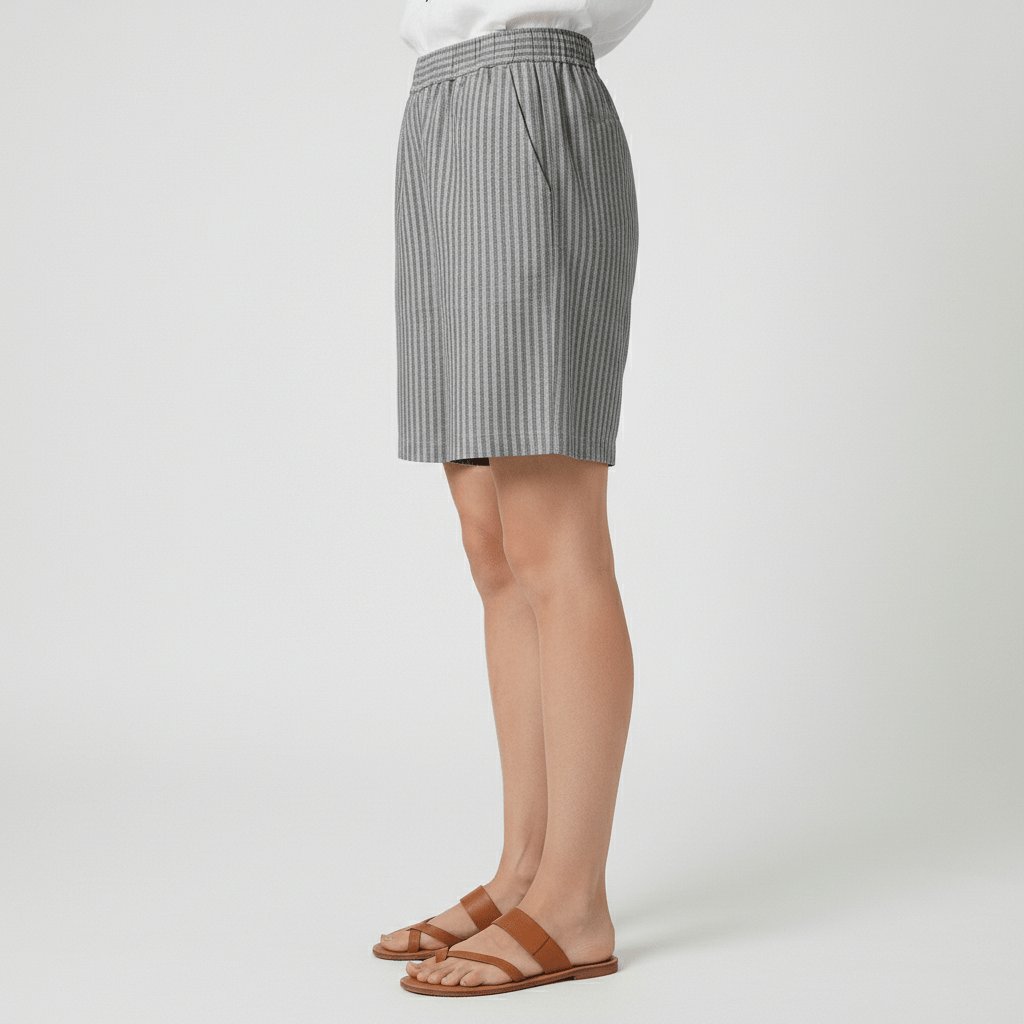 Women's Relaxed-Fit Striped Elastic-Waist Bermuda Shorts