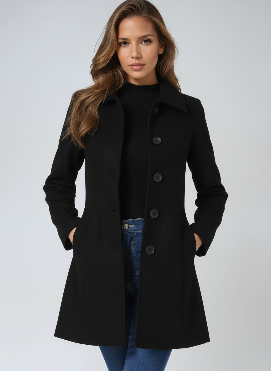 Women's Single-Breasted Structured Mid-Length Winter Coat