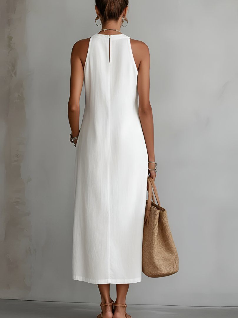 Women's Sleeveless Embroidered Midi Shift Dress