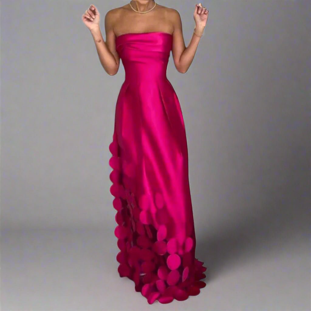 Women's Strapless Fitted Bodice Satin Maxi Evening Gown